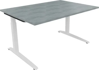Produktbild von Schreibtisch Kufe Einzels. Quadrat B1400xT1000xH650-850 ws/Beton hell