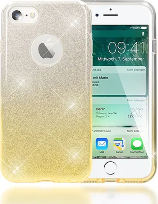 Produktbild von iPhone 7 Hülle Handyhülle von NALIA, Dünnes Glitzer Silikon-Case, Bling Cover