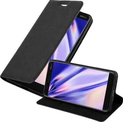 Produktbild von Cadorabo Hülle für Nokia 6.1 Schutz Hülle in Schwarz Handyhülle Etui Case Cover Magnetverschluss