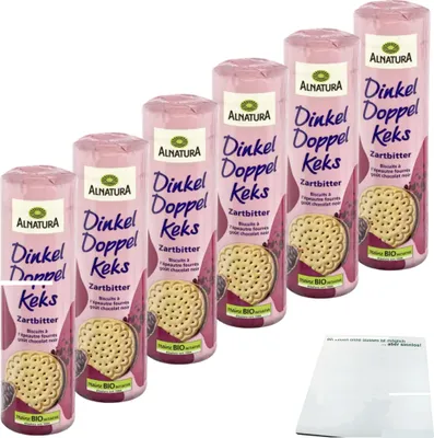 Produktbild von Alnatura Dinkel Doppelkeks Zartbitter 6er Pack (6x330g Packung) + usy Block