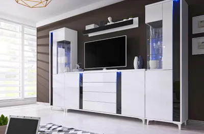 Image de Meuble mural brillant Meuble de salon Armoire Vitrine Sideboard Meubles muraux