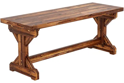 Produktbild von 2-Sitzer Gartenbank wetterfest Sitzbank aus Holz Parkbank mit X-Basis  240kg Belastbar 114 x 40 x 46 cm Verkohlt