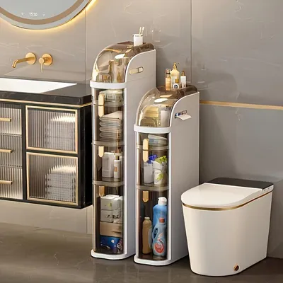 Image de Armoire de rangement de salle de bain, meuble de salle de bain, 3 étages 78 mètres, matériau plastique, support de rangement de salle de bain indépendant.