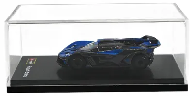 Produktbild von Bburago Bugatti Bolide 1:64 Blau Sammlermodell in Vitrine Premium Modellauto Spielzeug
