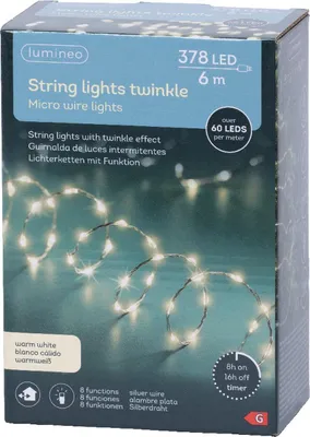 Obrázek produktu pro Lumineo Lichterkette STRING LIGHTS TWINKLE 378 LED 6 m, warm weiß
