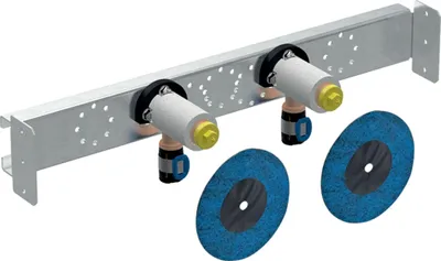 Obrázok produktu pre Geberit GE FlowFit pripojovací uholník, predmontovaný, rovný, dvojitý, d20mm x Rp1/2, AD15,3cm, LB RG+, 1 ks.