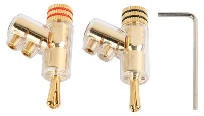 Produktbild von 1 Paar verriegelbare Bananenstecker, Kupfer, vergoldet, lötfreie Lautsprecheranschlüsse für Kabel