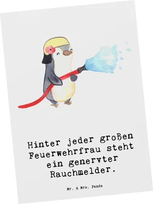 Produktbild von Mr. & Mrs. Panda Postkarte Feuerwehrfrau Humor - Weiß - Geschenk, einzelkarte, lustiger Spruch, Berufsalltag, Ansichtskarte, stolz auf, Grußkarte, Ansichtskarten, Stärke
