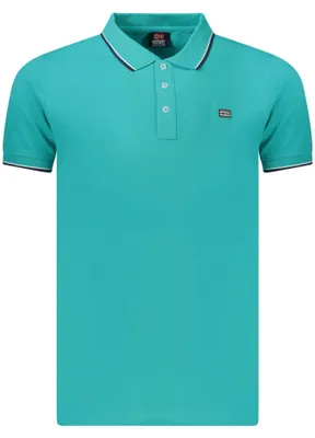 Produktbild von Kurzarm-Poloshirt Herren Blau mit Kontrastdetails und Logo-Applikation