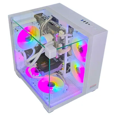 Zdjęcie produktu dla Komputer do gier WHITE | NVIDIA RTX 5060 | 128 GB pamięci RAM, dysk SSD 2 TB | 18-rdzeniowy procesor Intel | Wentylatory RGB z pilotem | Chłodzenie wodne | Wi-Fi 5 | Windows 11 | TPM 2.0