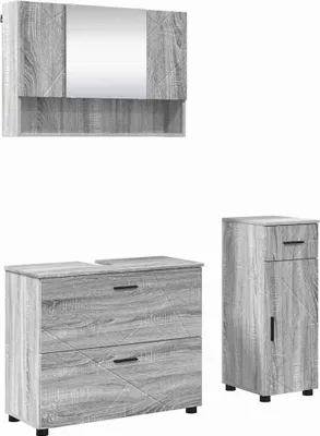 Immagine prodotto di Set di mobili per il bagno con cassetto 3 pcs Grigio Sonoma