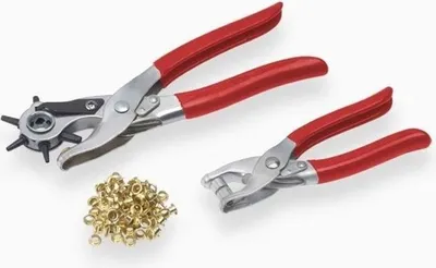 Zdjęcie produktu dla Szczypce do oczek MEISTER, Zestaw 2 szt., z dziurkaczem, Szare, Plastikowe