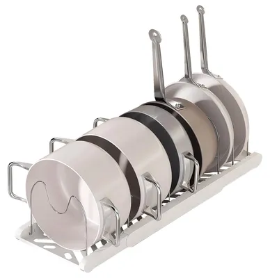 Image de Support coulissant pour couvercles de casseroles, avec 7 séparateurs réglables, de couleur blanche, pour la cuisine