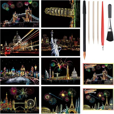 Productafbeelding van Scratch schilderen regenboog papier set regenboog schilderen scratch off doodle papier scratch papier arts kits