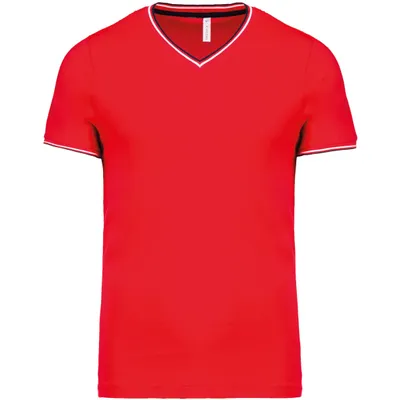 Produktbild von Kariban Herren T-Shirt Pique Poloshirt Work Golf Shirt V-Neck Kurzarm, Größe:M, Farbe:Red/Navy/White
