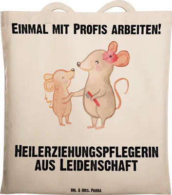 Produktbild von Mr. & Mrs. Panda Tote Bag Heilerziehungspflegerin Leidenschaft - Transparent - Geschenk, Ausbildung, Baumwollbeutel, Jutebeutel, Witzig, Büchertasche, Heilpädagoge
