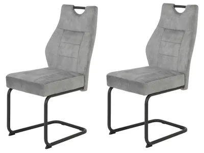 Esszimmerstuhl 2er-Set, Metall Samt Velours, Silber, 140 kg