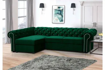 Obrázek produktu pro FURMEB 24 ECKSOFA s funkcí spánku SWAROVSKI MAXI levá strana 280 x 180 cm ZELENÁ