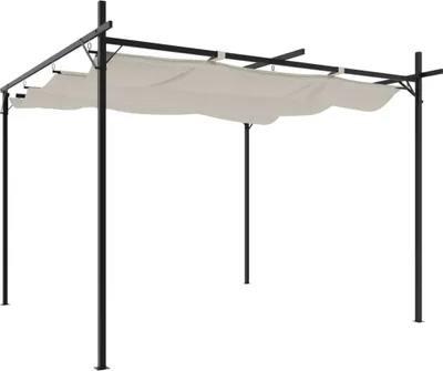 Image de Pergola VidaXL avec toit coulissant, couleur crème, 295 x 292 x 230 cm