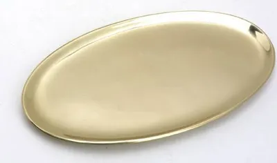 Produktbild von Kerzenteller oval 17 x 10 cm Messing Gold poliert für Ovalkerzen, Ellipsen, Hochzeitskerzen, Taufkerzen