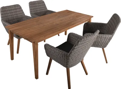Produktbild von Garden Pleasure Sitzgruppe RAPALLO|VISALIA 5-tlg. Akazie100% brushed wash / Alu / Kunststoffgeflecht 970360-3