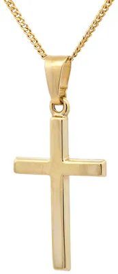 Produktbild von Gold Anhänger Kreuz mit Goldkette massiv 585 - 14 Karat Gold 50 cm