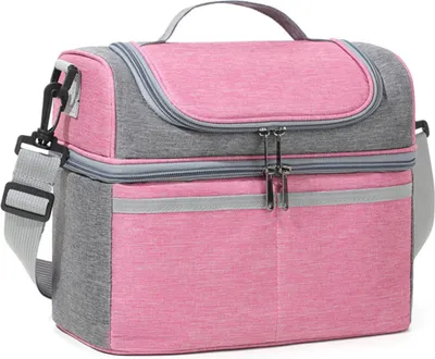 Produktbild von Isolierte Lunchtasche, doppelstöckige Lunchtasche, große, auslaufsichere, erweiterbare Lunchbox, wiederverwendbare Tragetasche, Kühltasche mit Tasche für Arbeit, Picknick im Freien