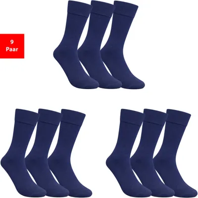 Produktbild von Diabetikersocken Damen & Herren Gesundheitssocken ohne Gummibund & Naht weich druckfrei - Blau 39-42 9 Paar