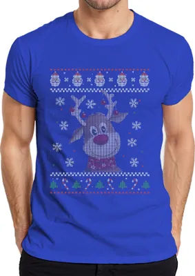Produktbild von Süßes Rentier - Ugly Christmas Sweater Weihnachten Herren T-Shirt, Blau, M