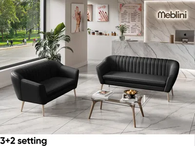 Produktbild von MEBLINI Mini Sofa Set 3-2 für Wohnzimmer - Mini Lounge für fünf Personen - Küchensofa - Sofa Klein - Sitzgarnitur - Polstergarnitur - Sofagarnituren - KAIA - 3+2 - Beige Kunstleder