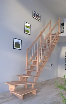 Produktbild von Holztreppe Lindos (Buche) in  1/4 gewendelter Ausführung rechts-100 cm-Holz-Edelstahl Geländer-beidseitig-ohne Setzstufen