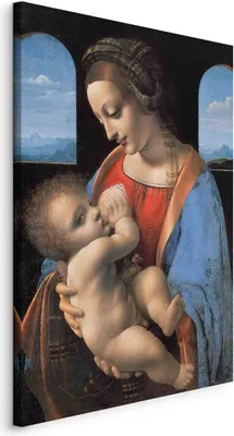 Immagine prodotto di Murales XXL Leonardo da Vinci 80x120 cm 1 pezzo decorazione murale tela quadri grande soggiorno camera da letto stampe d'arte ritratto di donna Madonna Litta astrazione l-G-10215-b-a