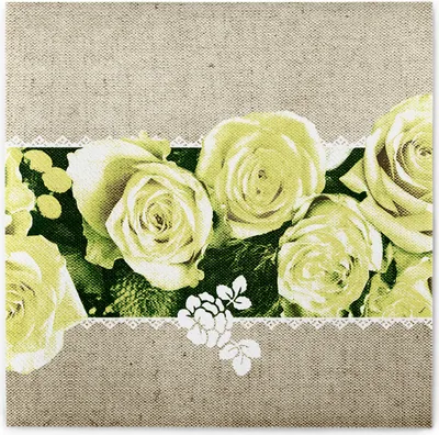 Produktbild von Airlaid Serviette Lovely Roses in Gelb, 40 x 40 cm, 50 Stück - Mank