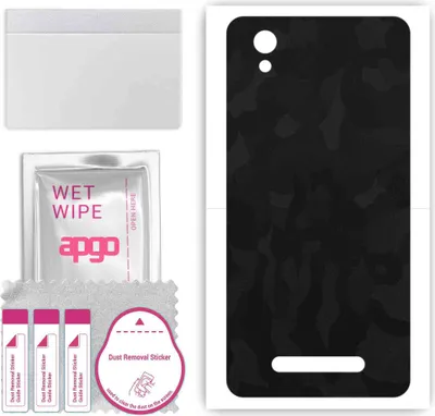 Produktbild von apgo Rückseite Schutzfolie, Skin, kompatibel mit ZTE Blade A5 (2019), Hinten Displayschutzfolie aus Vinylfolie, kratzfest, einfache Montage - Schwarzes Tarnmuster