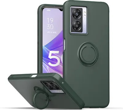 Produktbild von Oppo A57 5G Handyhülle, Ring Halter Ständer Kratzfeste Weiche Silikon schutzhülle für Oppo A57 5G Grün