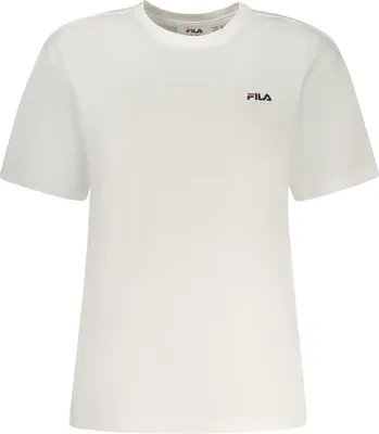 Image de T-shirt femme en Coton blanc – manches courtes, col rond, logo imprimé