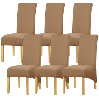 Stretch-Stuhlbezüge für Hochlehner, 6er-Pack, Kamel