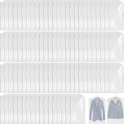 Obrázek produktu pro 100 průhledných plastových pytlů na oděvy prachotěsný úložný vak na obleky šaty saka košile 60 x 100 cm