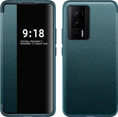 Image de Etui pour Xiaomi Redmi K60 Pro étui fin en cuirPolyuréthaneavec fenêtre d'affichage vert
