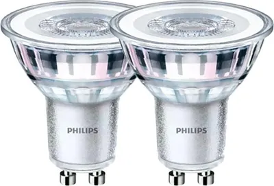 Image de Ampoule Led Gu10 Philips (lot De 2) Lumière Chaude 2700k, Faible Consommation - Philips