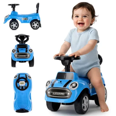 Obrázok produktu pre Šmykľavka s tlačením a hudbou od 1 roka detské autíčko Odrážadlo auto GO GO Fassion modrá