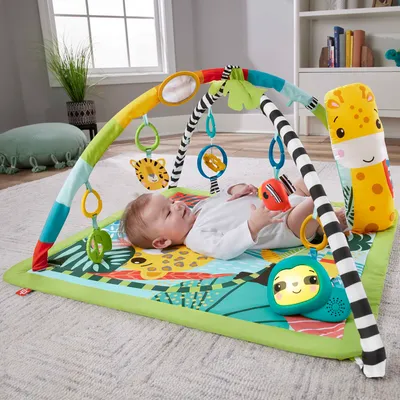 Produktbild von Fisher-Price Rainforest-Erlebnisdecke, Krabbeldecke mit Spielbogen, Spieldecke
