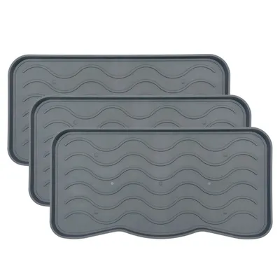 Produktbild von Schuhabtropfschale - 3 Stück - Grau - 38x75 cm - Schuhmatte - für Regen- und Schneetage - Schuhwanne - SIGNET