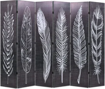 Produktbild von Raumteiler klappbar 228 x 170 cm Federn Schwarz-Weiß