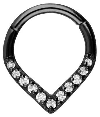 Produktbild von Ohrpiercing, Nasenpiercing, Septum Piercing Chirurgenstahl Segmentring Clicker SPITZ + 11 EINGEFASSTE KRISTALLE