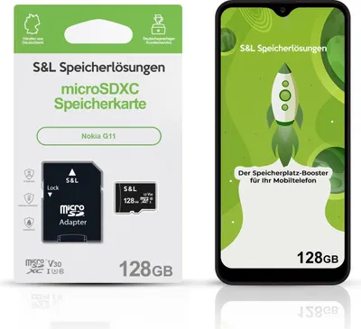 Produktbild von microSD Speicherkarte S&L für Nokia G11 - Speicherkapazität: 128 GB