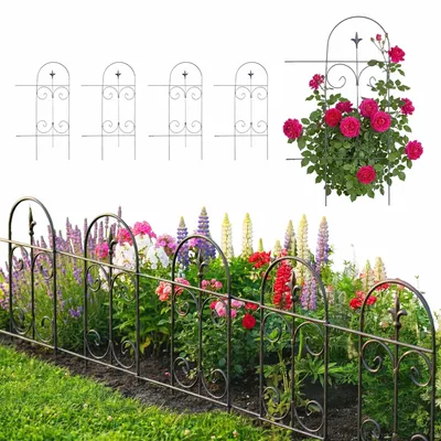 Productafbeelding van Vijf zwarte, metalen tuinranden, vintage design