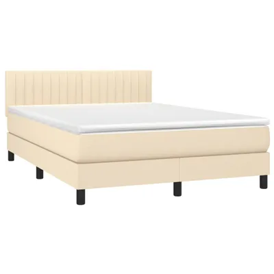 Produktbild von vidaXL Boxspringbett mit Matratze Creme 140x190 cm Stoff