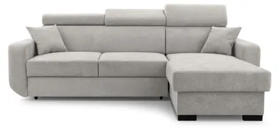 Produktbild von Masseno Ecksofa CASTELLO mit Schlaffunktion L-Form, Sofa mit Bettkasten, Wohnzimmersofa, Couch, Soffa, Bettsofa, Couchgarnitur- Grau, VELO 633