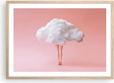 Produktbild von Gerahmtes Poster - Rahmen in heller Eiche - Wolke Beine Surrealismus - 70x50 cm - Wand Bild - Wanddeko - Wandbilder - Kunstposter - Wandposter - Bilderrahmen - Bilder - Kunstdruck - P2NAA70x50-4491